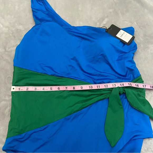 New! City Chic Capri one piece Ibiza blue absyinth one shoulder nwt 27212 - Picture 10 of 11